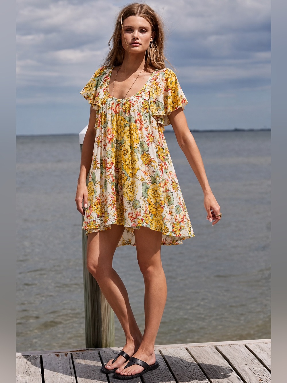 Free People Yara Printed Tea Combo Lined Floral Boho Dress Tunic Pockets S NWT✨